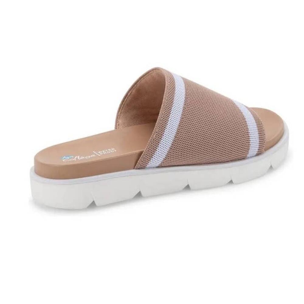Aqua College Womens Katlina Tan Pool Slides Waterproof Shoes 7.5 Medium (B,M)